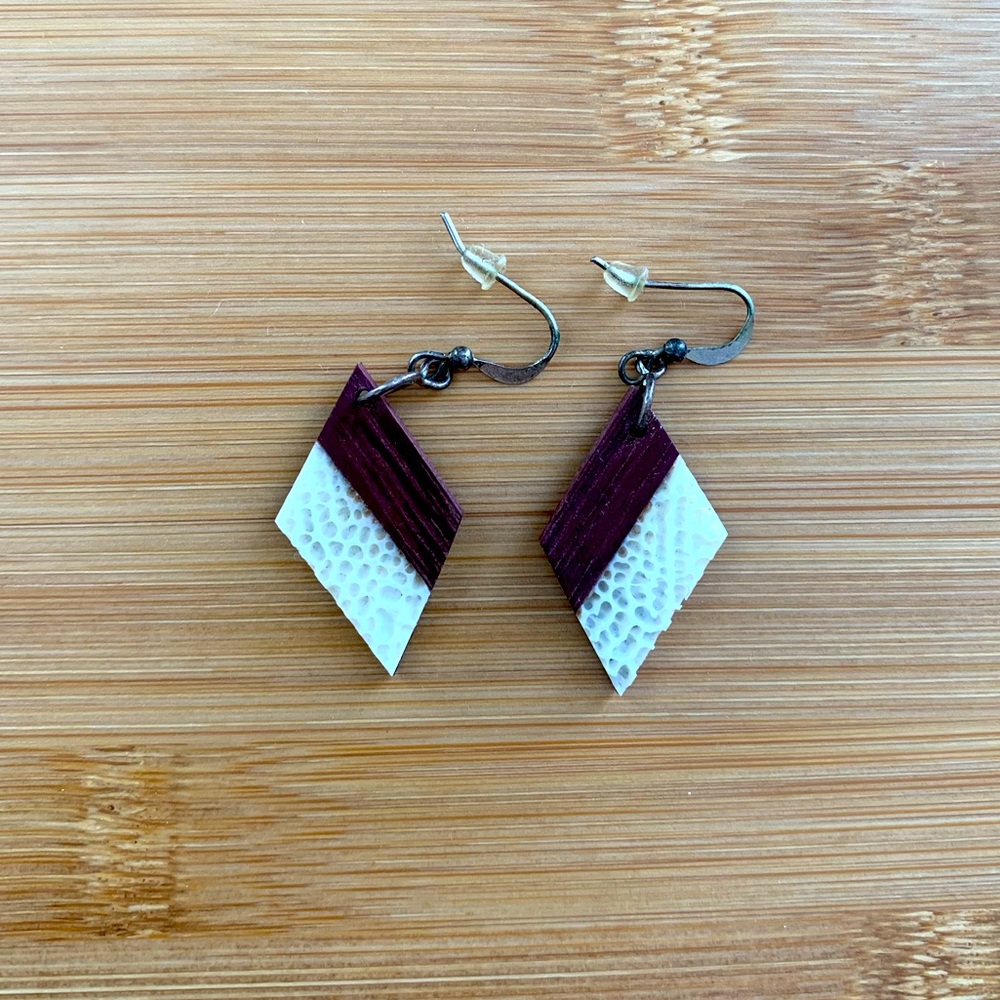 Reclaimed wood and bone earrings